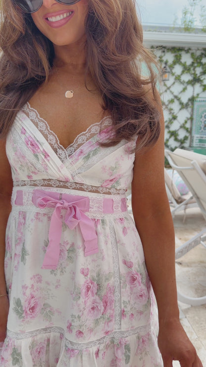 Palm Petal Mini Dress (Pink)