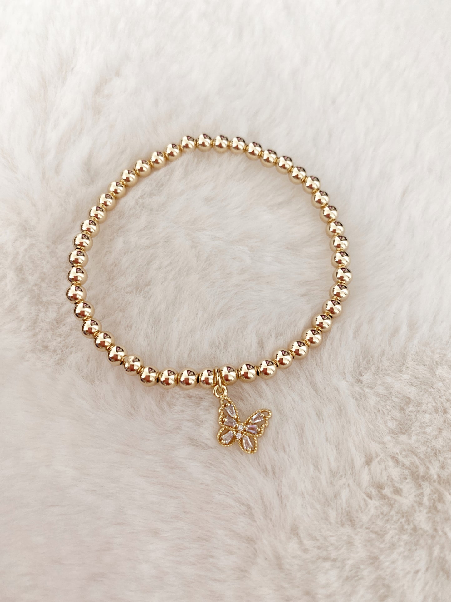 "You Give Me Butterflies" 14k gold filled beaded bracelet